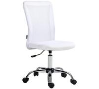 Vinsetto Sedia da ufficio ergonomica, poltrona da ufficio, altezza regolabile, base cromata, girevole a 360°, rivestimento in rete, colore: Bianco