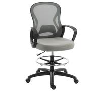 Vinsetto Sedia da ufficio ergonomica, poltrona da ufficio con poggiapiedi e braccioli, in rete, 59 x 65 x 123 cm, Grigio Aosom Italy