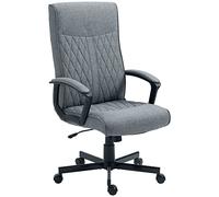 Vinsetto Sedia da Ufficio Girevole con Funzione Dondolo, Sedia da Scrivania con Altezza Regolabile e Schienale Alto, 65x72x102-112.5cm, Grigio
