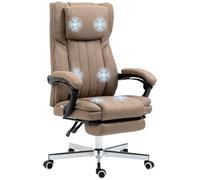 Vinsetto Sedia da Ufficio Massaggiante a 6 Punti e 5 Modalità con Poggiapiedi e Telecomando, Sedia Reclinabile fino a 135° con Altezza Regolabile 108-118 cm in Tessuto, Marrone