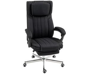 Vinsetto Sedia da ufficio sedia ergonomica regolabile in altezza schienale reclinabile braccioli poggiapiedi e poggiatesta sedia da ufficio con ruote piroettanti 65x61x105-113cm nero