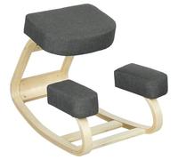 Vinsetto Sedia Ergonomica con Inginocchiatoio e Movimento a Dondolo, Sedia Posturale Imbottita Moderna in Legno di Betulla e Poliestere, 51x69x58 cm, Grigio
