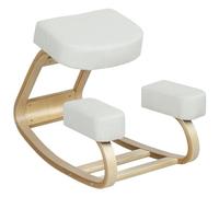 Vinsetto Sedia Ergonomica con Inginocchiatoio e Movimento a Dondolo, Sedia Posturale Imbottita Moderna in Legno di Betulla e Poliestere, 51x69x58 cm, Crema