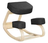 Vinsetto Sedia Ergonomica con Inginocchiatoio in Legno di Betulla e Cuscino, 51x69x58cm, Nero