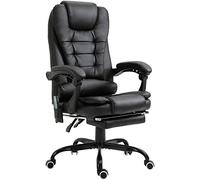 Vinsetto Sedia Ergonomica da Ufficio con 7 Punti Massaggianti e Poggiapiedi, Sedia da Scrivania Reclinabile in Pelle PU con Braccioli Imbottiti, Altezza Regolabile e Ruote Girevole, per Studio, Nero