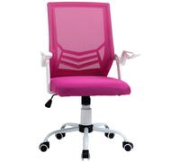 Vinsetto Sedia da Ufficio Ergonomica ad Altezza Regolabile con Braccioli Ribaltabili, Sedia Scrivania Imbottita Girevole a 360° con Funzione Dondolo, in Tessuto Effetto Lino, Rosa