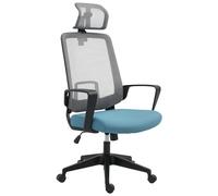 Vinsetto Sedia ergonomica da ufficio girevole con altezza regolabile Supporto lombare regolabile Braccioli e poggiatesta in rete traspirante 63,5x63x116,5-125,5 cm Blu e Grigio