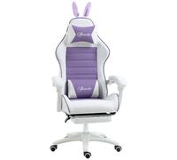 Vinsetto Sedia Gaming con Orecchie da Coniglio, Poggiapiedi, Cuscini, Reclinabile e Altezza Regolabile, Viola Aosom Italy