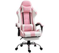 Vinsetto Sedia Gaming Ergonomica Reclinabile con Cuscino Lombare, Rosa e Bianco