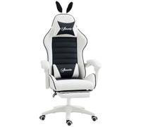 Vinsetto Sedia Gaming Ergonomica Reclinabile con Orecchie da Coniglio Nero | Poltrona Gaming con Poggiapiedi Estraibile, Cuscino Lombare e Poggiatesta, Altezza Regolabile