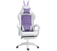 Vinsetto Sedia Gaming Ergonomica Reclinabile con Orecchie da Coniglio Viola | Poltrona Gaming con Poggiapiedi Estraibile, Cuscino Lombare e Poggiatesta, Altezza Regolabile