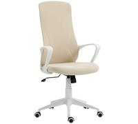 Vinsetto Sedia girevole da ufficio Sedia girevole da scrivania per giovani con braccioli ad altezza regolabile e funzione basculante e schienale alto 62x56x110-119,5 cm Beige