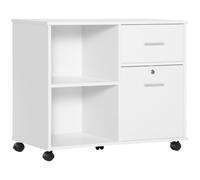 Vinsetto Supporto stampante Organizzatore Mobile da ufficio con 2 cassetti di cui 1 con serratura per formato A4 - dim. 86,3L x 40P x 66,5H cm - in Legno Bianco