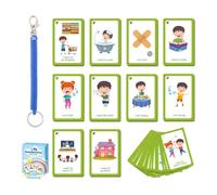 VINSPIRE Schede di Comunicazione PECS Flashcards - 32 pezzi di schede di comunicazione per autismo con cintura anti-perdita per aiutare i bambini a comunicare non verbalmente, strumenti visivi