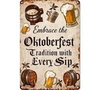 Vinstralivye Targa in metallo vintage 20,3 x 30,5 cm, abbraccia la tradizione dell'Oktoberfest con ogni sorso divertente decorazione per grotta