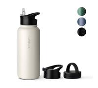 VINSUN Borraccia Termica 1 Litro - Bottiglia Acqua in Acciaio Inox con Cannuccia - Senza Perdite, Senza BPA, Riutilizzabile - Bottiglia Termica per Sport, Scuola e Palestra