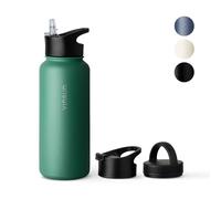 VINSUN Borraccia Termica 1 Litro - Bottiglia Acqua in Acciaio Inox con Cannuccia - Senza Perdite, Senza BPA, Riutilizzabile - Bottiglia Termica per Sport, Scuola e Palestra
