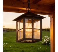 Vinta Lanterna da appendere per esterni, resistente alle intemperie, lampada con C s, ideale per patio, portico, giardino, terrazza, plafoniera esterna (DD-B)