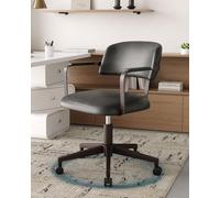 Vinta - Sedia da ufficio girevole in pelle moderna, stile metà secolo, con braccioli e altezza regolabile, estetica invecchiata, per casa, camera da letto e studio