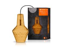 Vintage 1906 Lampadario Intagliato A Bottiglia Di Vetro Arancione 40W E27