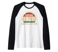 Vintage 1925 Edizione Limitata 101° Compleanno 101 Anni Maglia con Maniche Raglan