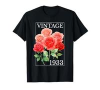 Vintage 1933 Rose Flower 92 Anni 92 ° Compleanno Donne Maglietta