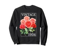 Vintage 1934 Rose Flower 91 Anni 91 ° Compleanno Donne Felpa