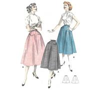 Vintage 1950s Motivo - ' Facile Da Fare 'Semi-Full Gonna - IN Vita = 66cm (66.1