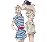 Vintage 1950s Motivo - Quattro Pezzi Spiaggia Set Ensemble - Busto = 91.4cm