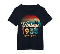 Vintage 1955 Limited Edition Sunset Compleanno 71 Maglietta, Donna Plus-Size, Nero, 6X