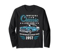 Vintage 1957 Birthday Classic Car for Legends Born in 1957 Maglia a Manica