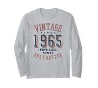 Vintage 1965 Fine Like Vinyl Only Better Retro Birthday Maglia a Manica