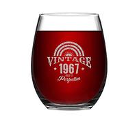 Vintage 1967-Aged-to-Perfection, divertente bicchiere da vino senza stelo inciso al laser, bicchiere da whisky, idea unica per lui, lei, mamma, moglie, capo, sorella, BFF, regalo di compleanno, 425,2