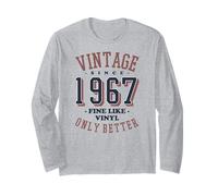 Vintage 1967 Fine Like Vinyl Only Better Retro Birthday Maglia a Manica