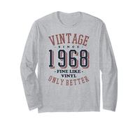 Vintage 1968 Fine Like Vinyl Only Better Retro Birthday Maglia a Manica