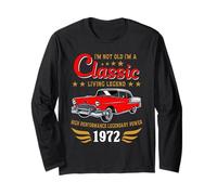 Vintage 1972 Birthday Classic Car for Legends Born in 1972 Maglia a Manica