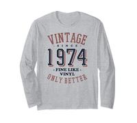 Vintage 1974 Fine come il vinile solo migliore compleanno Maglia a Manica