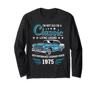 Vintage 1975 Birthday Classic Car for Legends Born in 1975 Maglia a Manica