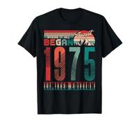 Vintage 1975 Where It All Began Retro Sunset August Birthday Maglietta