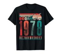 Vintage 1978 Where It All Began Retro Sunset August Birthday Maglietta