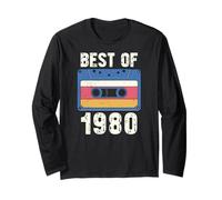 Vintage 1980's Kid Retro Born in The 1980 Cassette Maglia a Manica