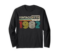 Vintage 1982 Classic Birthday 1982 Cassette Tape Vintage Maglia a Manica