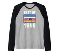 Vintage 1990's Kid Retro Era Born in The 1990 Cassette Maglia con Maniche Raglan