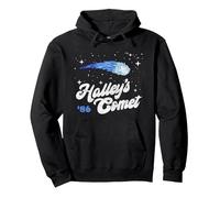 Vintage 80's Halley's Comet Retro Space Lover Distressed Felpa con Cappuccio, Unisex per Adulti, Nero, XL