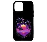 Vintage 80s Palm Tree Miami Beach Retro Tramonto Vacanza Vibe Custodia per iPhone 12 mini