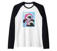 Vintage 80s Vaporwave Ramen Waves Great Wave Off Kanagawa Maglia con Maniche Raglan