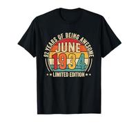 Vintage 92 Compleanno Decorazioni Uomini 92yr 1934 92° Compleanno Maglietta
