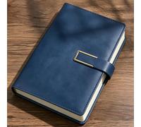 Vintage A5 Leather Notebook With Personalised Soft Cover And Bookmarks - Perfect For Business Meetings And University Life-Dark Blue