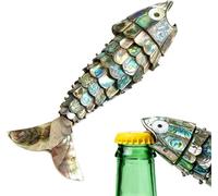 Vintage Abalone Shells Bottle Opener,Creative Fish-Shaped Beer Bottle Opener,Unique Ocean Theme Bar Tool,Combining Functional and Decorative, for Christmas, Home Party, Kitchen Decor, Bar Bartender