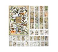 Vintage Aesthetic Washi Stickers Paper for Scrapbooking, 40 Sheets Ephemera Book for Art Journaling,C